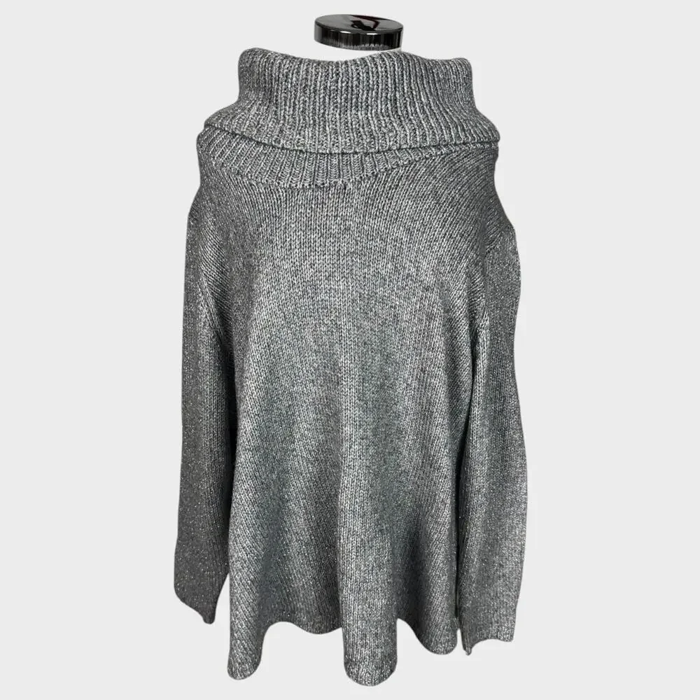 Lane Bryant NEW NWT Womens Plus Size 22/24 Metallic Gray Turtleneck Sweater